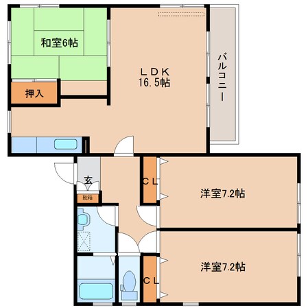 高の原駅 バス7分  朱雀6丁目下車：停歩2分 2階の物件間取画像